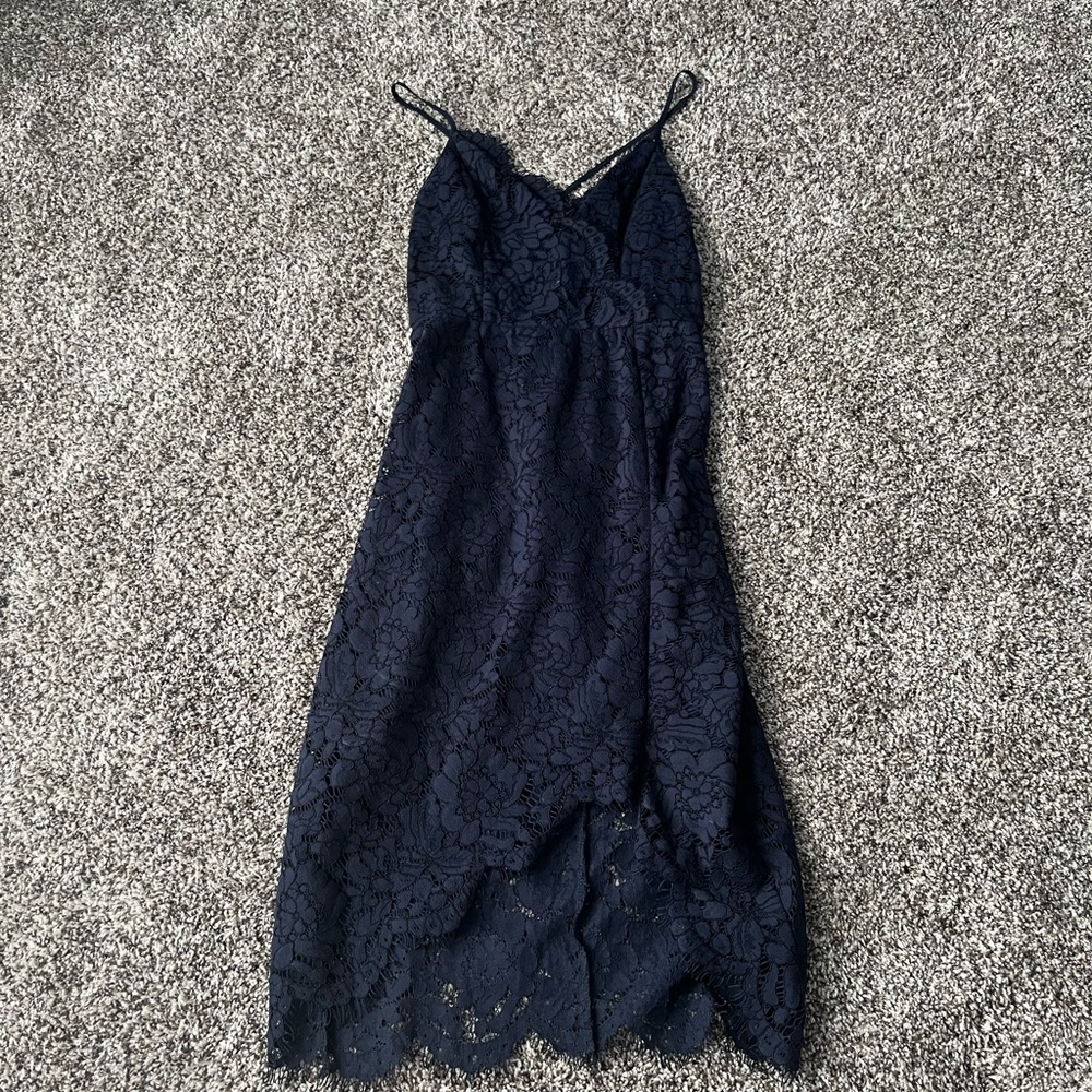 Lulus Navy Midi Dress Open Back